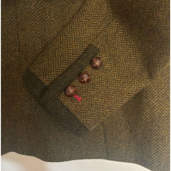 Vintage Boden Wool Herringbone English Blazer in Olive Size 10 / Excellent - Picture 3 of 10